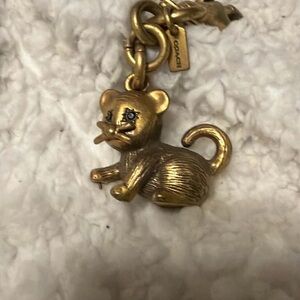 Coach Metallic Gold/BRASS Cat Key Holder